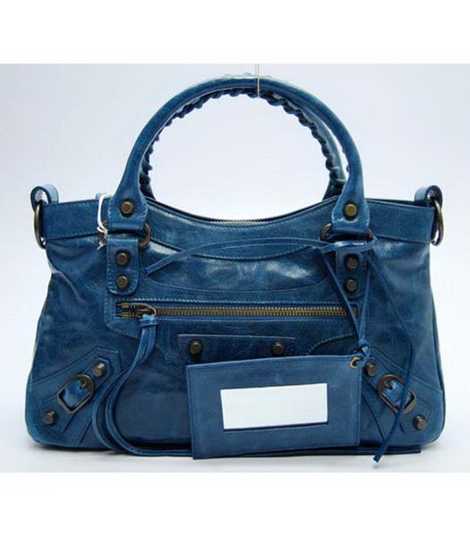 Balenciaga City Piccolo Bag in pelle Blu Zaffiro